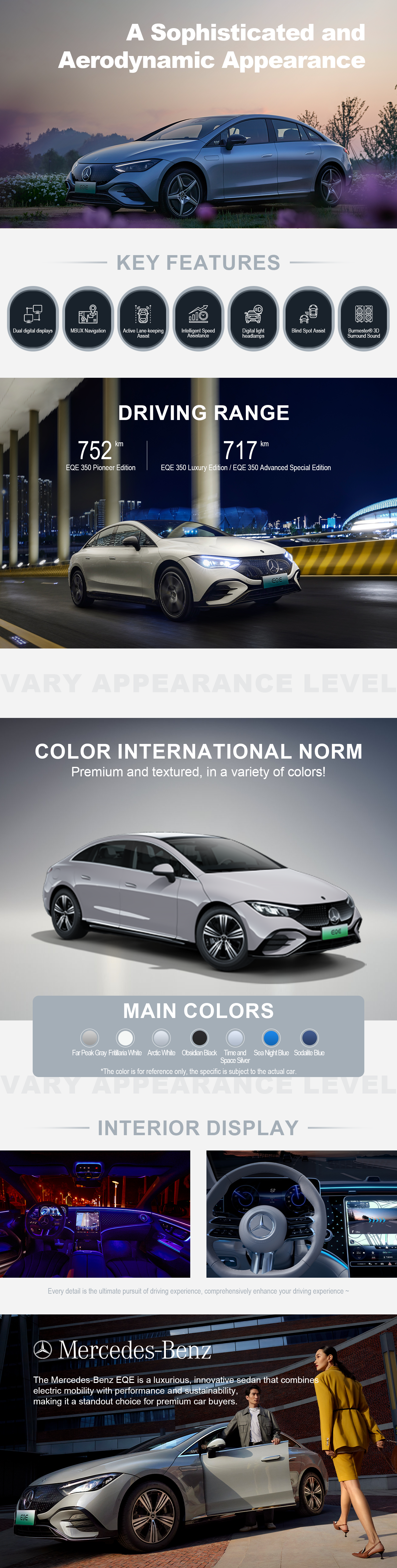 The Mercedes-Benz EQE is a luxurious, innovative sedan that combines electric mobility with performance and sustainability, making it a standout choice for premium car buyers.